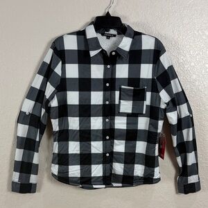 Forever 21,Size L,Black and White Plaid Button-Up Shirt
